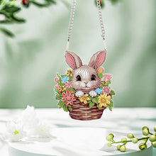 Load image into Gallery viewer, Special Shape Easter Flower Basket Bunny Diamond Painting Hanging Pendant
