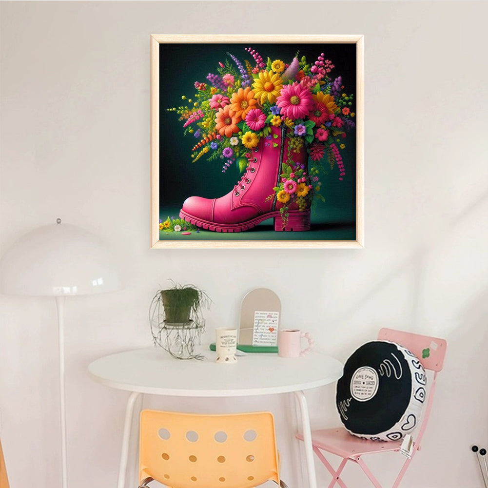 Shoes And Flowers - Full 14CT Stamped Cross Stitch 45x45CM - Huacan