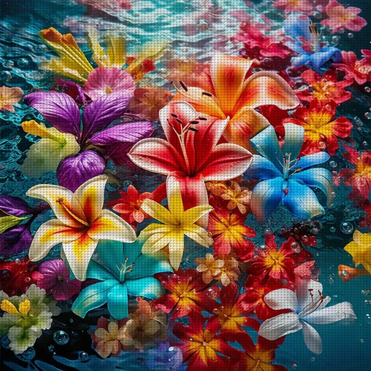 Colorful Blooms - Full 14CT Stamped Cross Stitch 50x50CM - Huacan