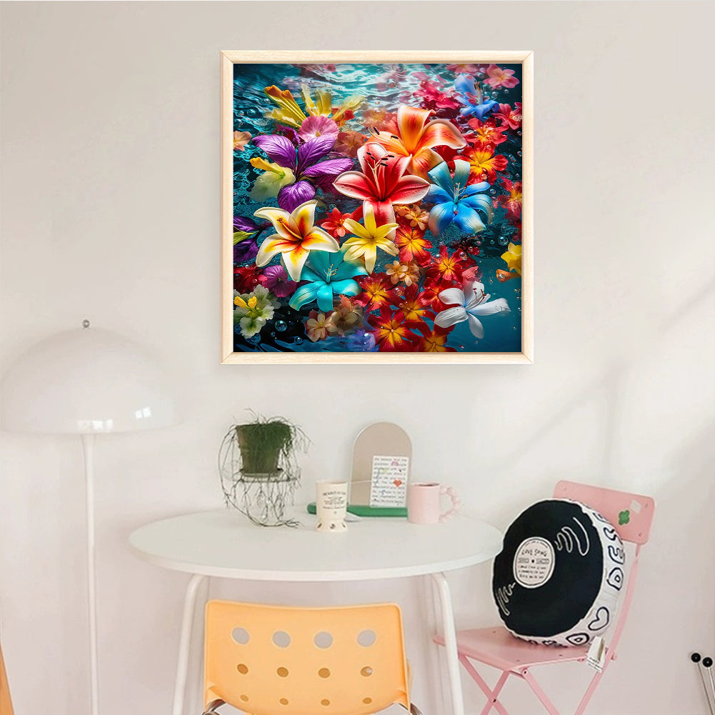 Colorful Blooms - Full 14CT Stamped Cross Stitch 50x50CM - Huacan