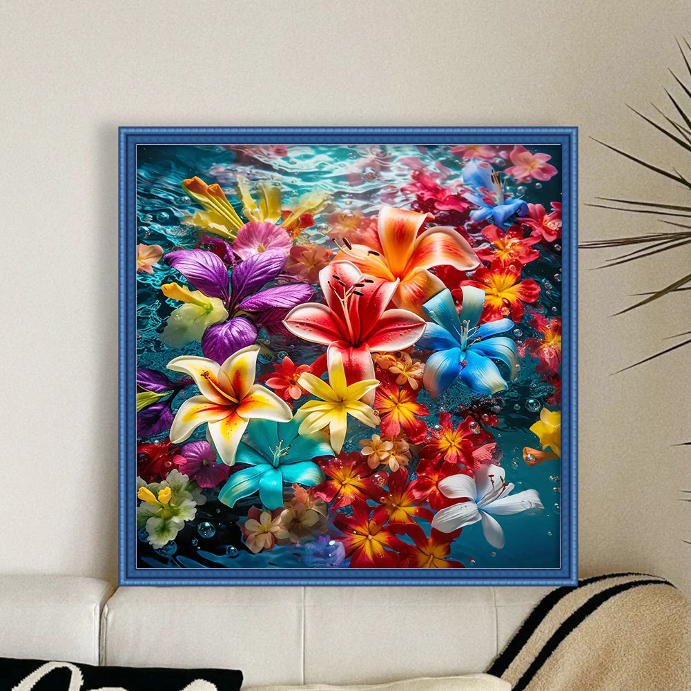 Colorful Blooms - Full 14CT Stamped Cross Stitch 50x50CM - Huacan