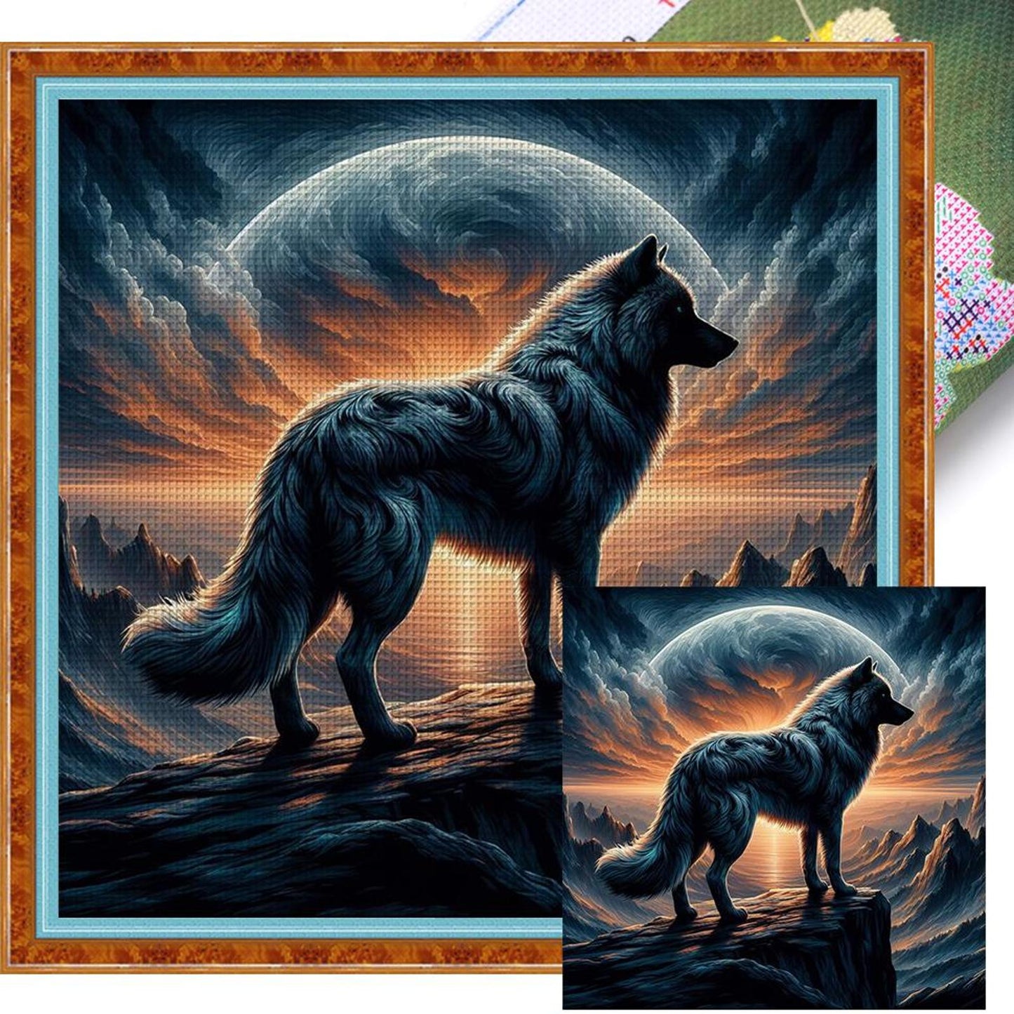 Wolf - Full 14CT Stamped Cross Stitch 40x40CM - Huacan