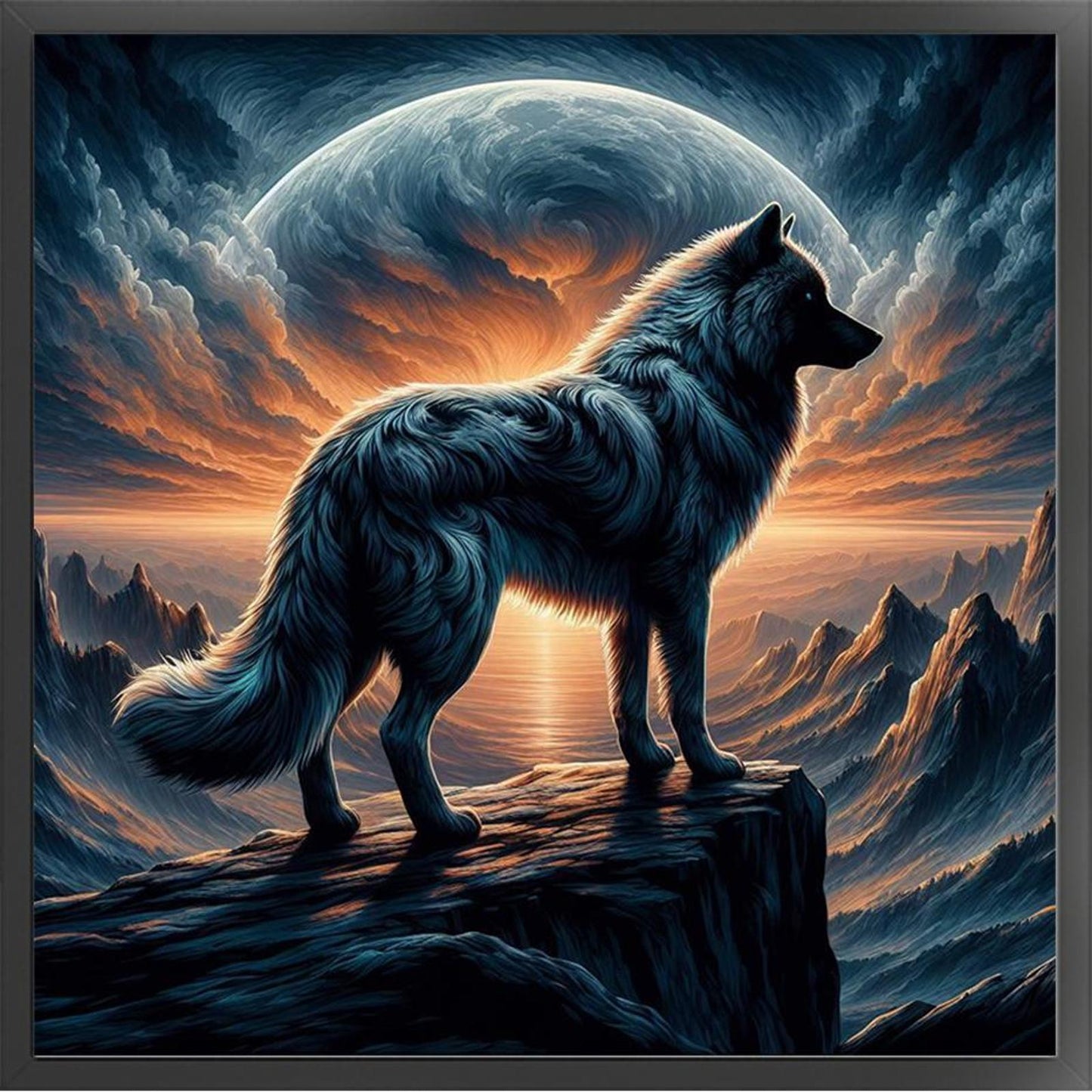 Wolf - Full 14CT Stamped Cross Stitch 40x40CM - Huacan
