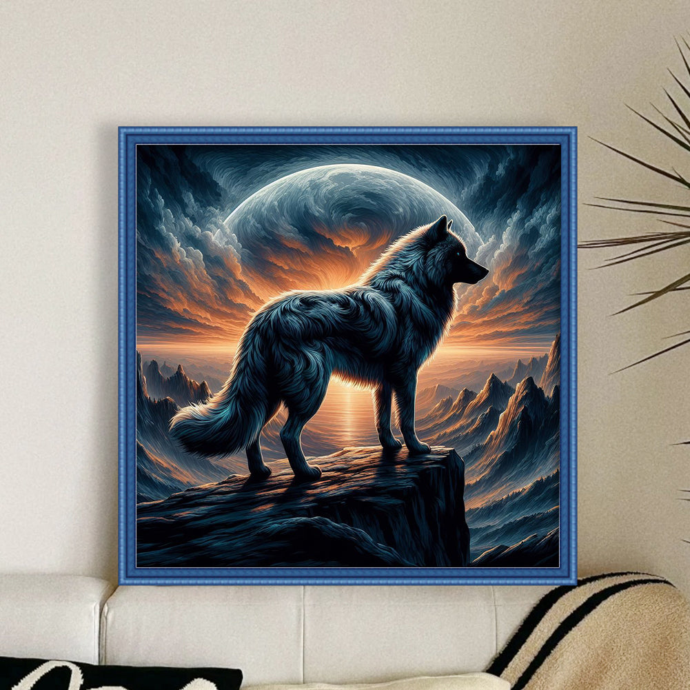 Wolf - Full 14CT Stamped Cross Stitch 40x40CM - Huacan