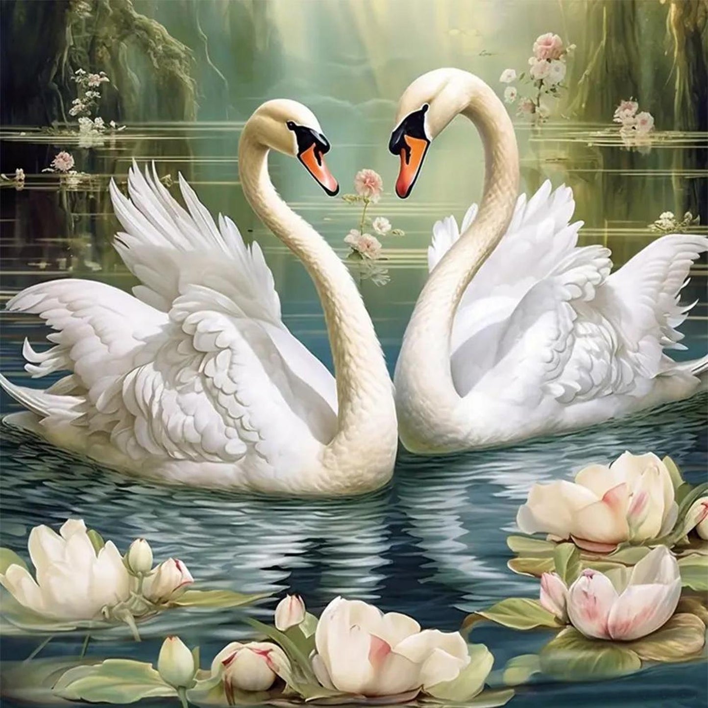 Swan - Full 14CT Stamped Cross Stitch 40x40CM - Huacan
