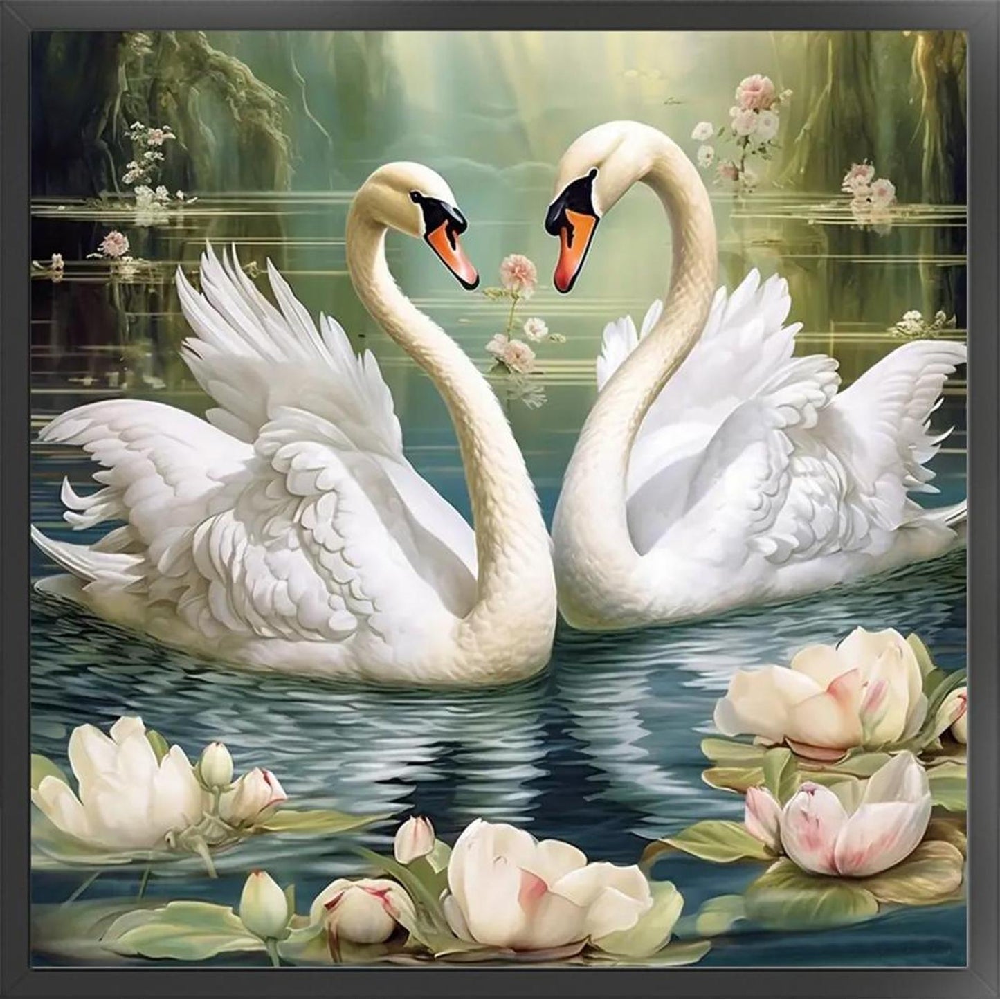 Swan - Full 14CT Stamped Cross Stitch 40x40CM - Huacan