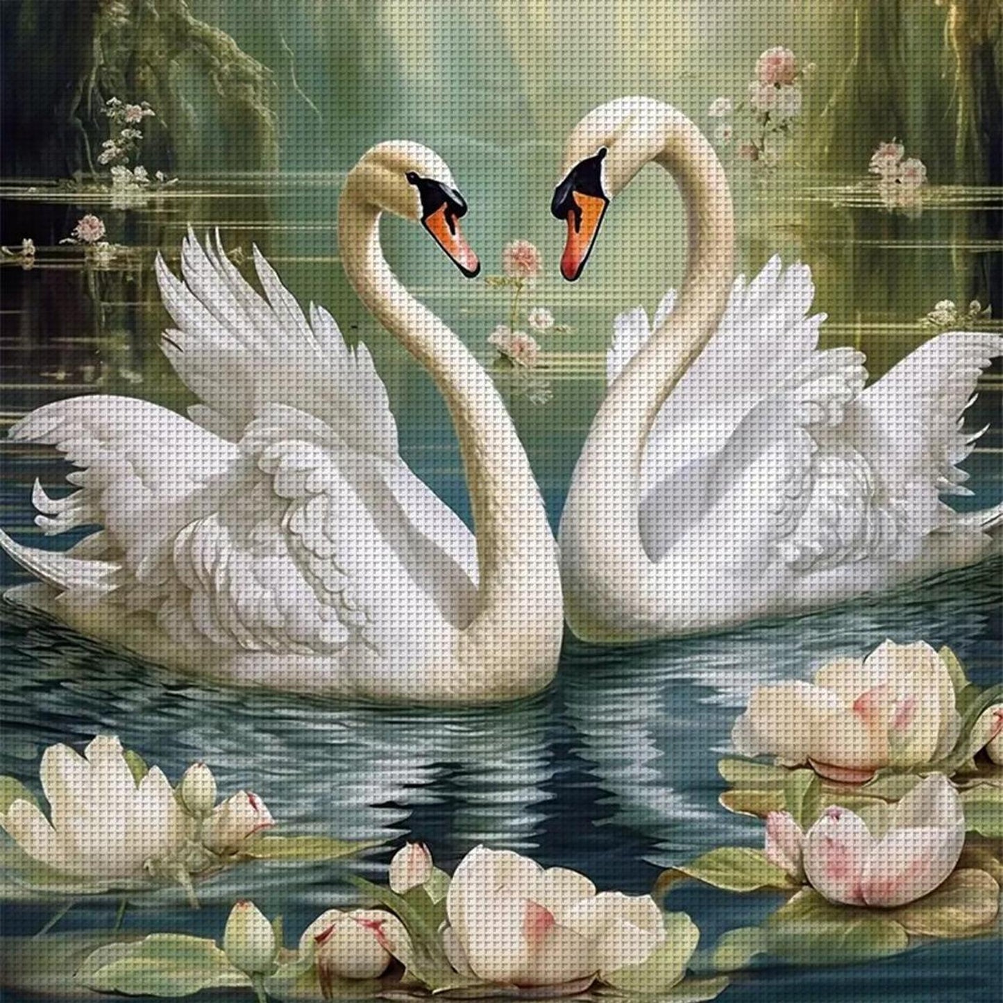 Swan - Full 14CT Stamped Cross Stitch 40x40CM - Huacan
