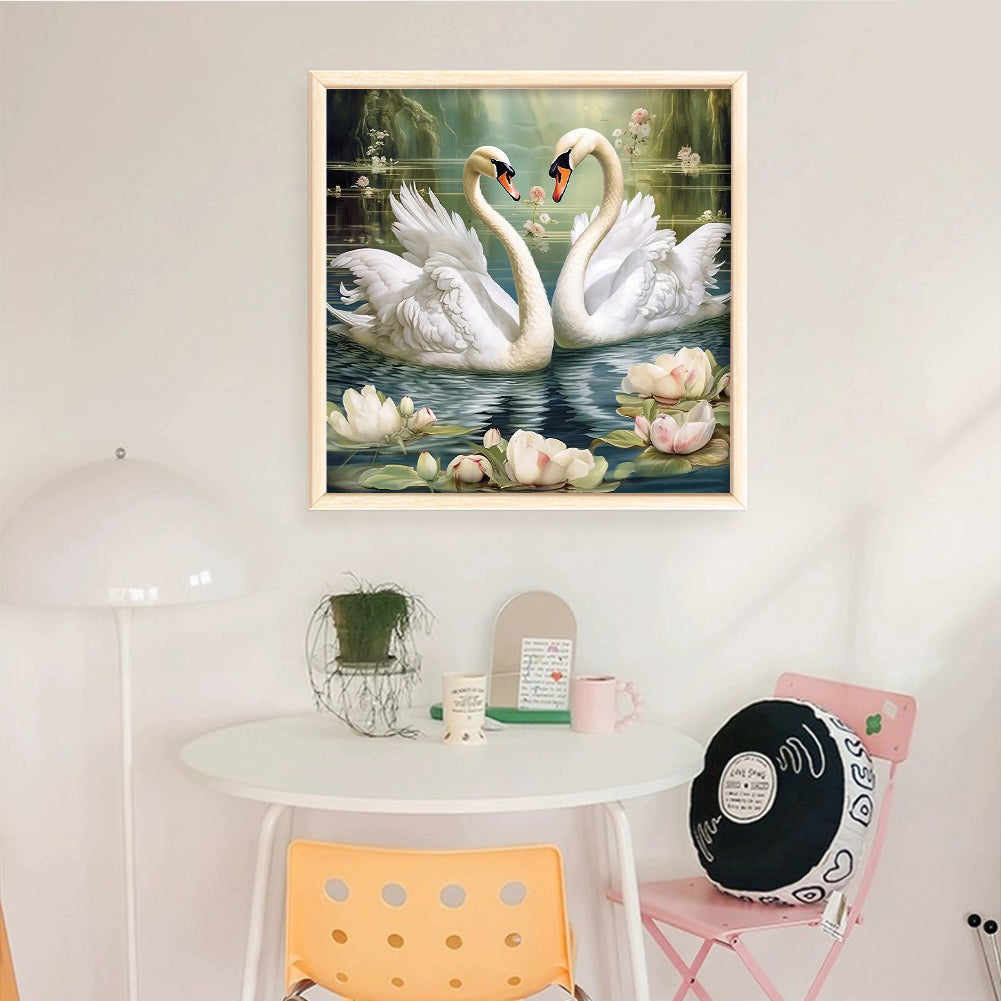 Swan - Full 14CT Stamped Cross Stitch 40x40CM - Huacan