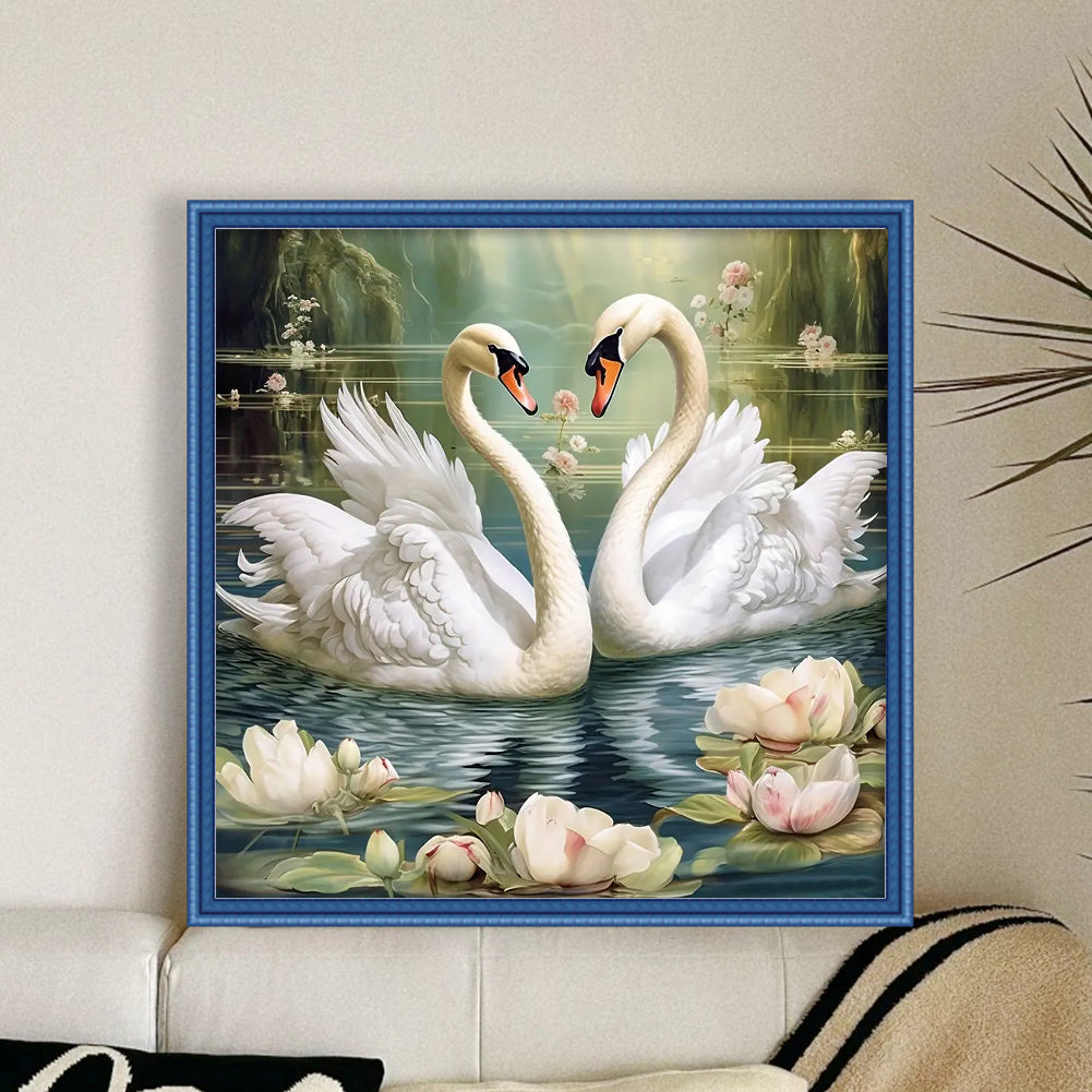 Swan - Full 14CT Stamped Cross Stitch 40x40CM - Huacan