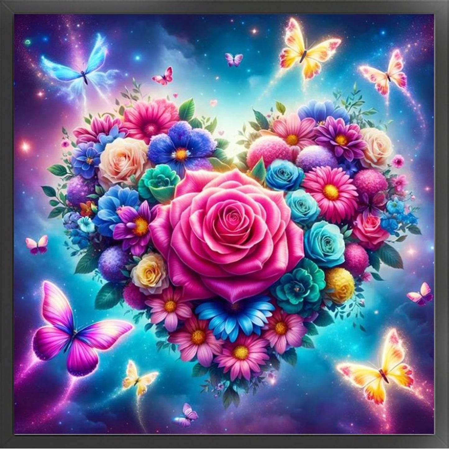 Love Rose - Full 14CT Counted Cross Stitch 45x45CM - Huacan