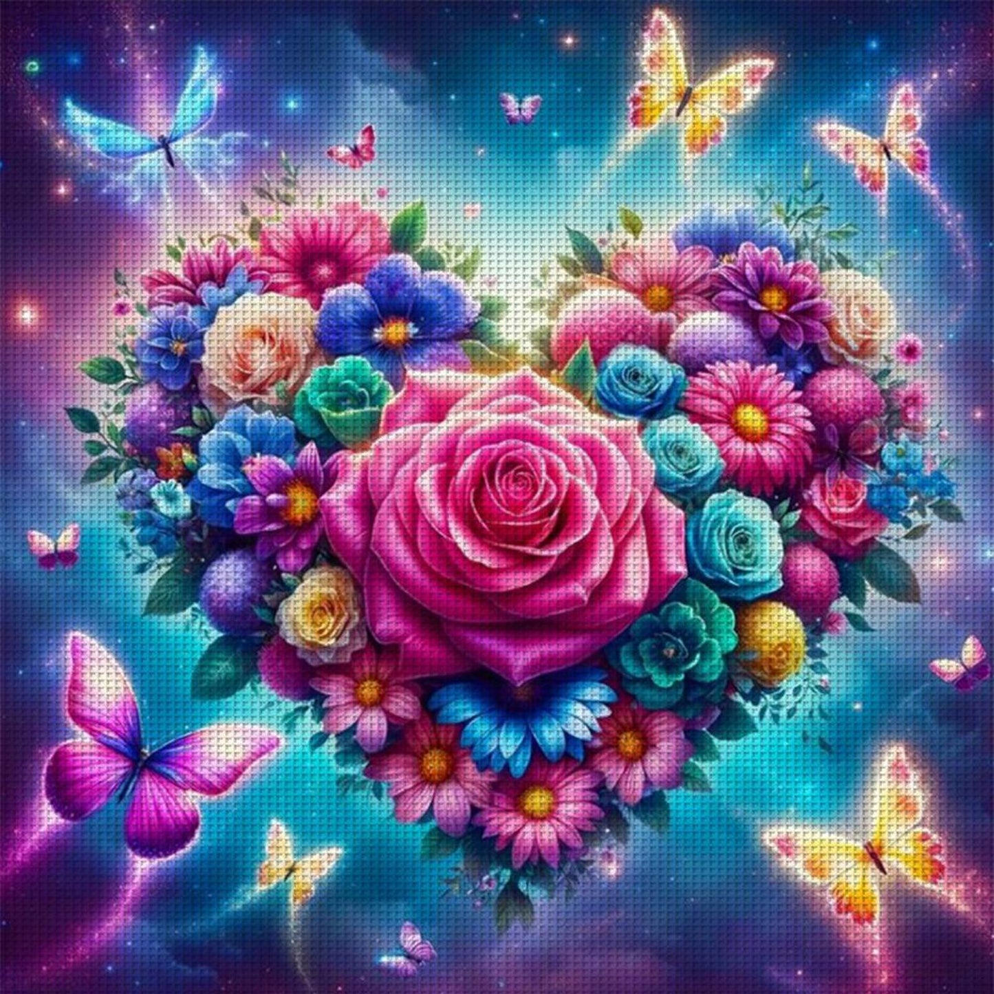 Love Rose - Full 14CT Counted Cross Stitch 45x45CM - Huacan