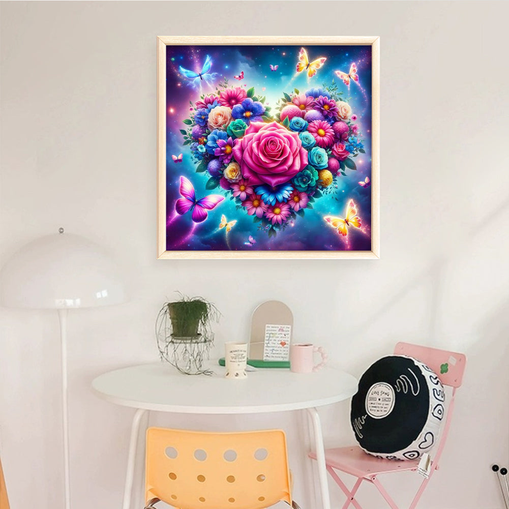 Love Rose - Full 14CT Counted Cross Stitch 45x45CM - Huacan