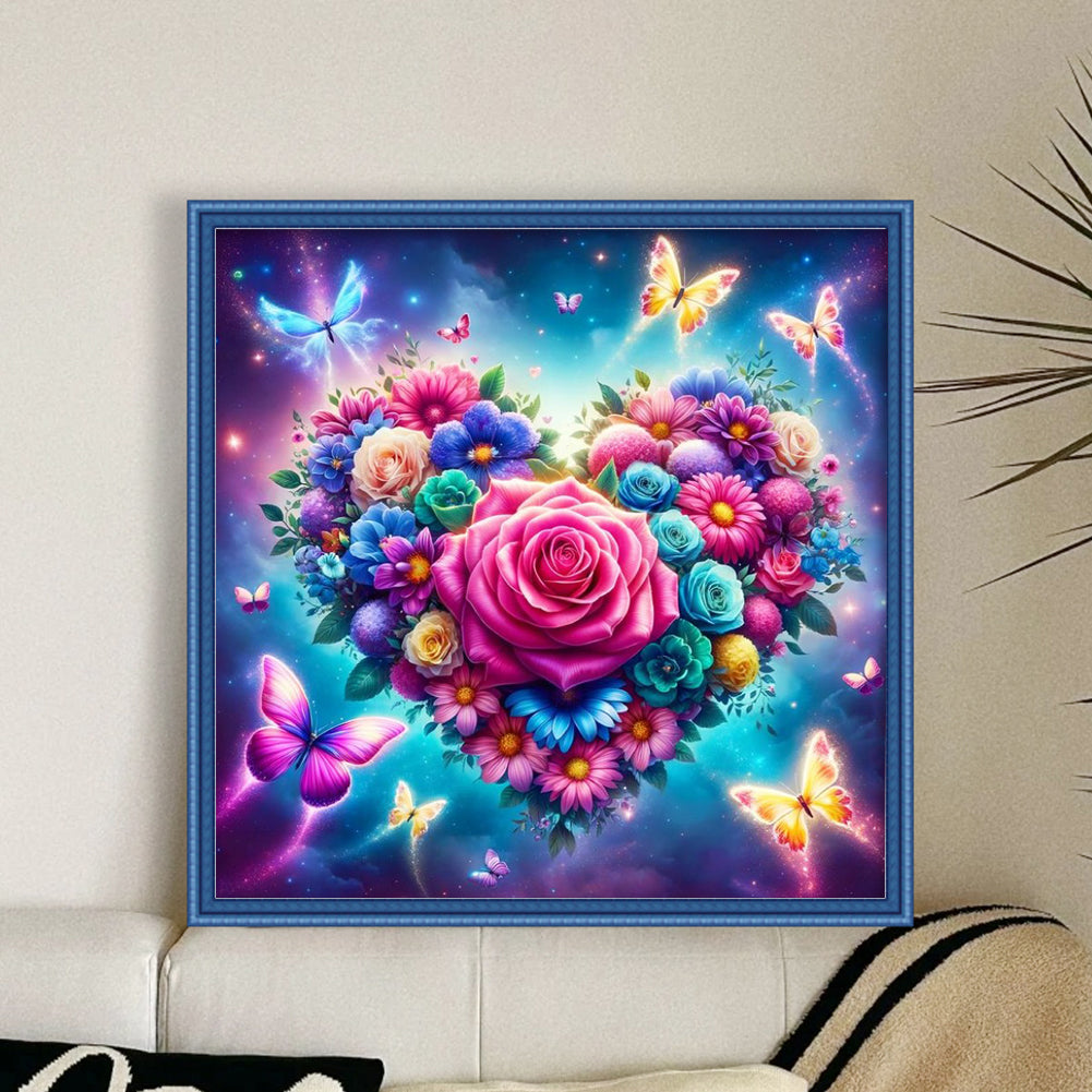 Love Rose - Full 14CT Counted Cross Stitch 45x45CM - Huacan