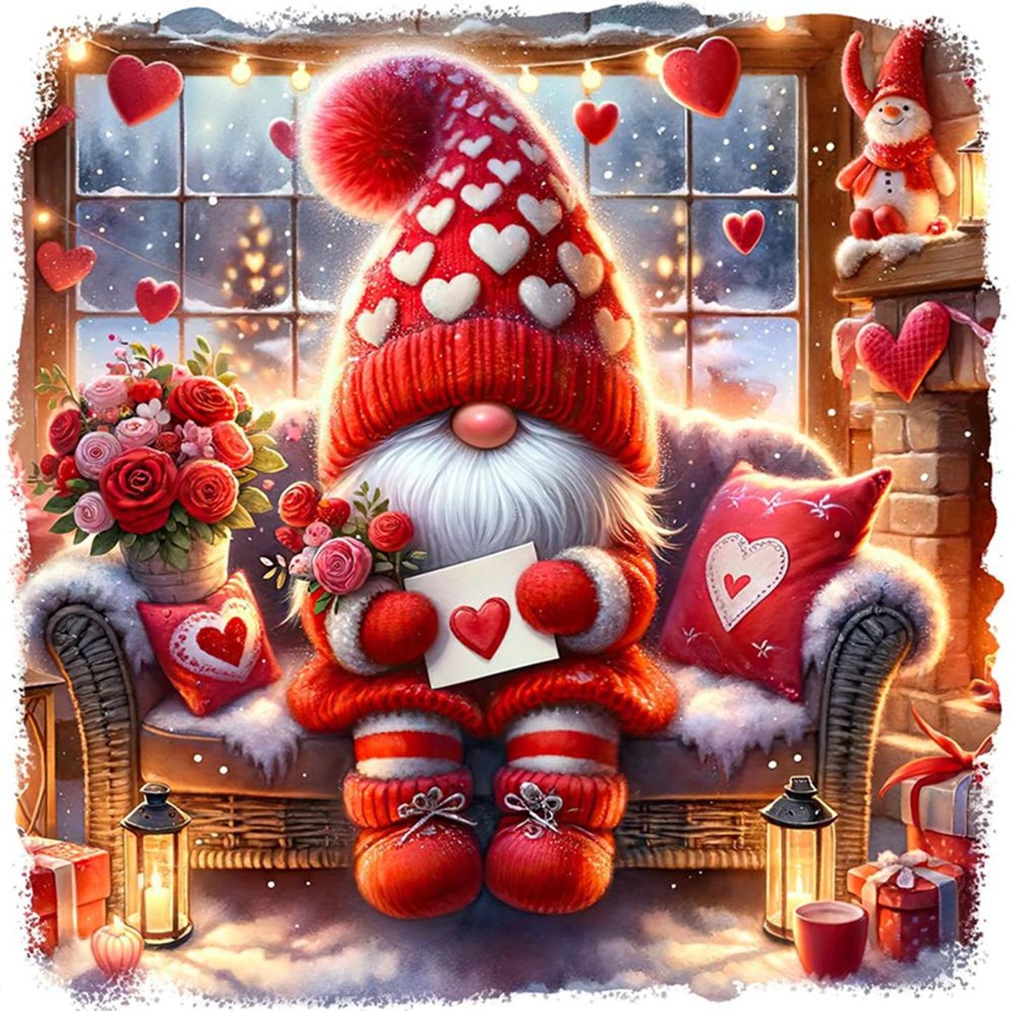 Love Rose Goblin - Full 14CT Counted Cross Stitch 40x40CM - Yishu