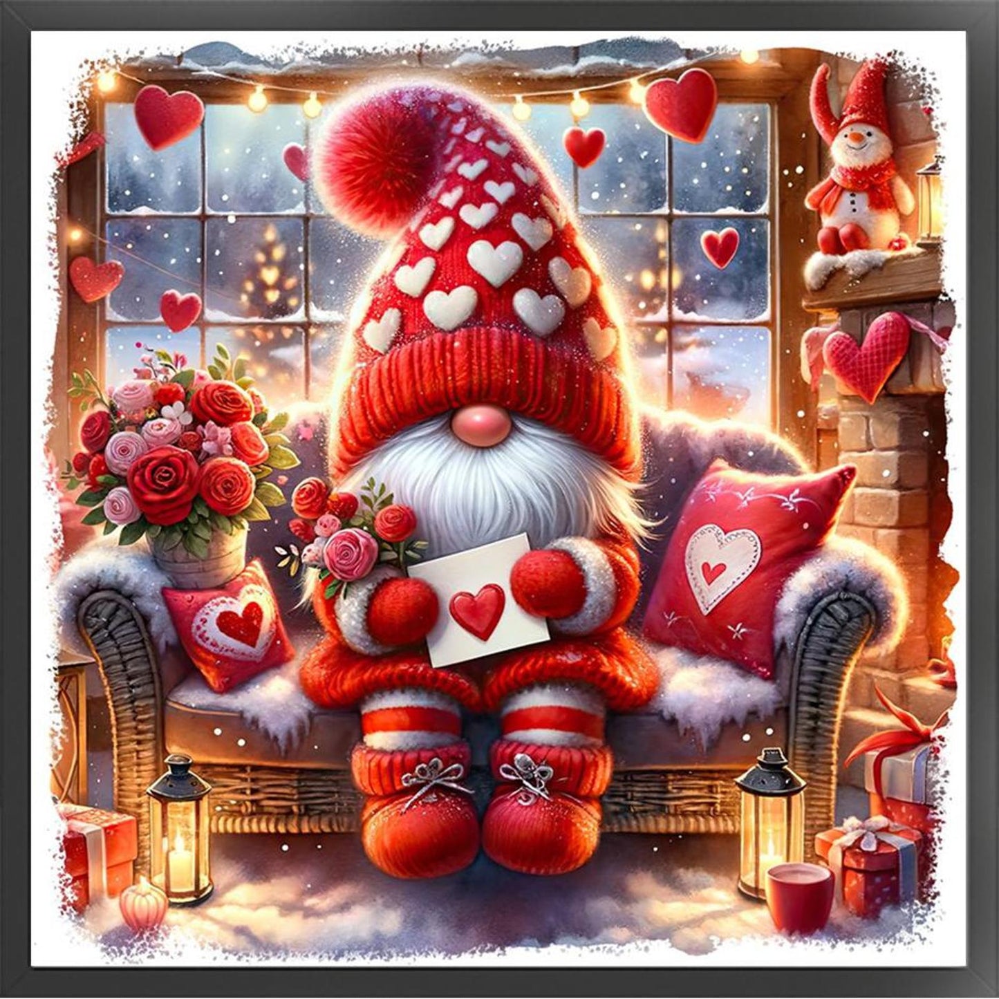 Love Rose Goblin - Full 14CT Counted Cross Stitch 40x40CM - Yishu