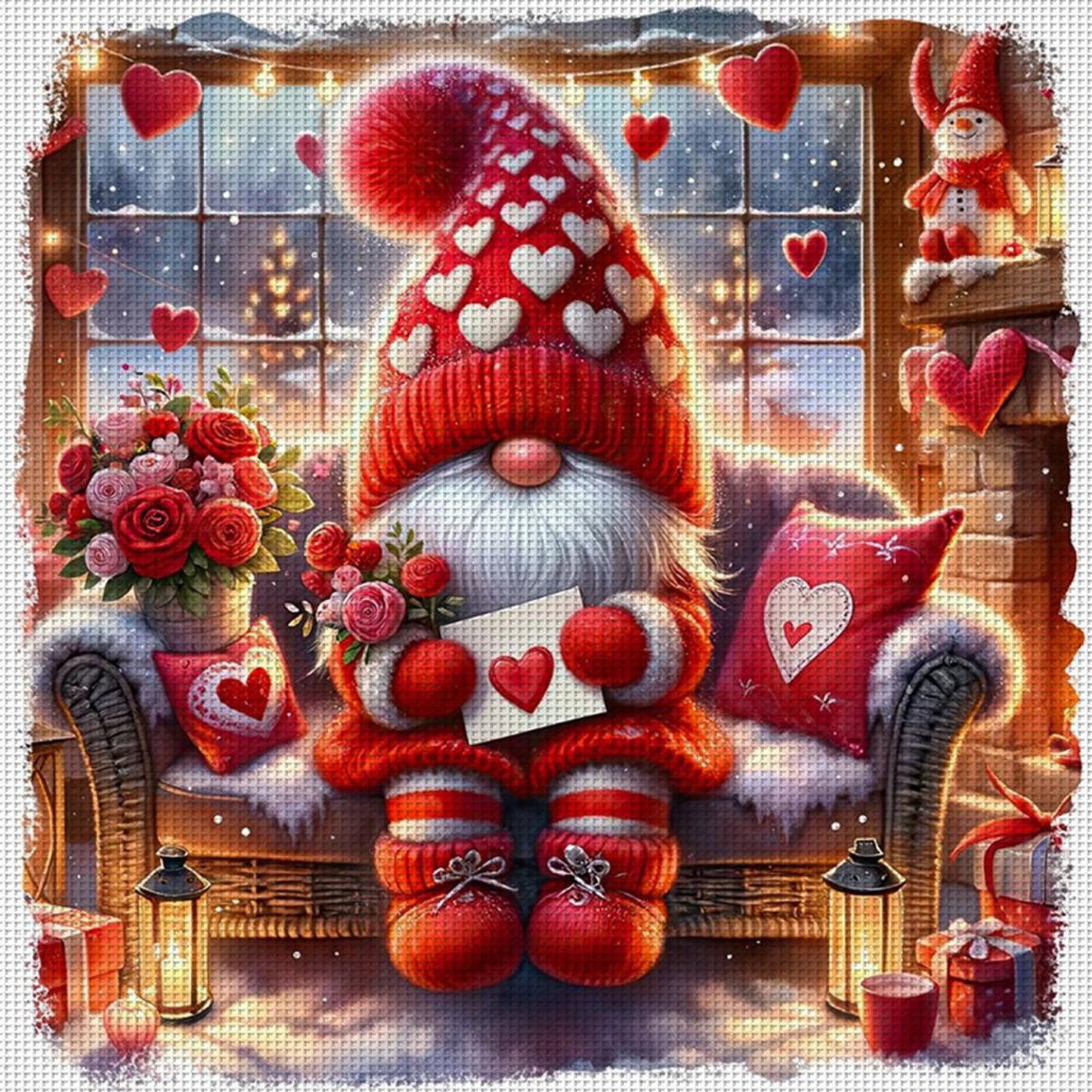 Love Rose Goblin - Full 14CT Counted Cross Stitch 40x40CM - Yishu