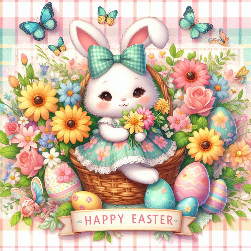 Easter Flower Egg Bunny 30*30CM(Canvas) Full Round Drill Diamond Painting