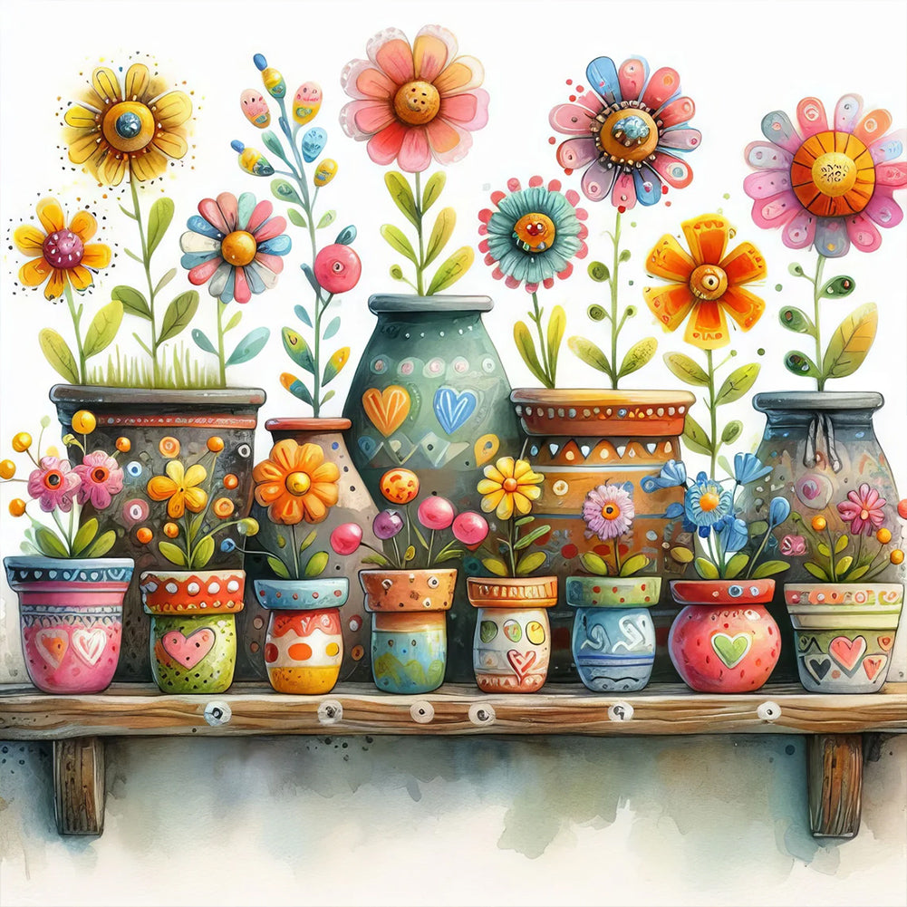 Simple Flowers 40*40CM(Canvas) Full Round Drill Diamond Painting