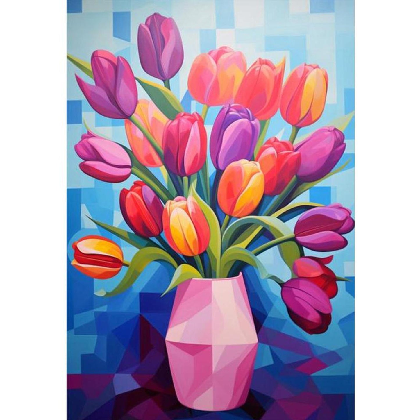 Tulip Vase - Full 11CT Stamped Cross Stitch 40x60CM - Huacan