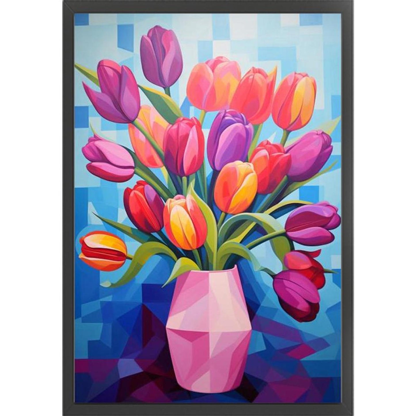 Tulip Vase - Full 11CT Stamped Cross Stitch 40x60CM - Huacan