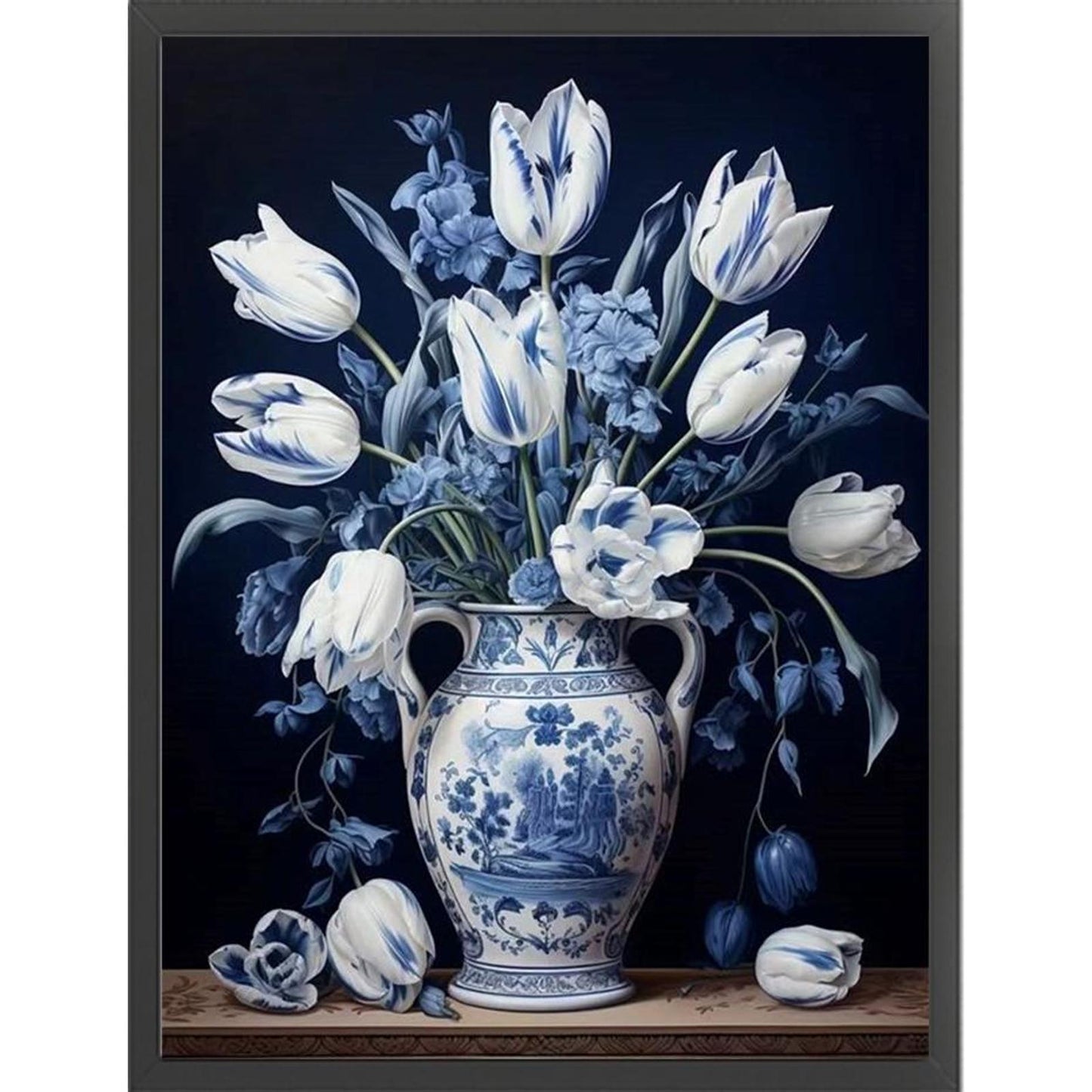 Blue And White Porcelain Vase - Full 11CT Stamped Cross Stitch 40x53CM - Huacan