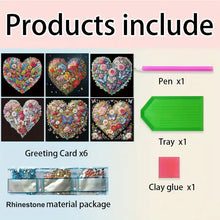 Load image into Gallery viewer, 12PCS DIY Heart Flower Diamond Art Greeting Cards Diamond Art Handmade Cards
