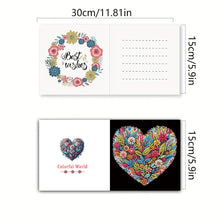 Load image into Gallery viewer, 12PCS DIY Heart Flower Diamond Art Greeting Cards Diamond Art Handmade Cards
