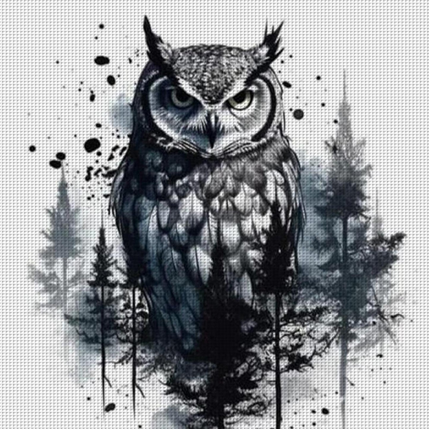 Owl - Full 11CT Stamped Cross Stitch 50x50CM - Huacan