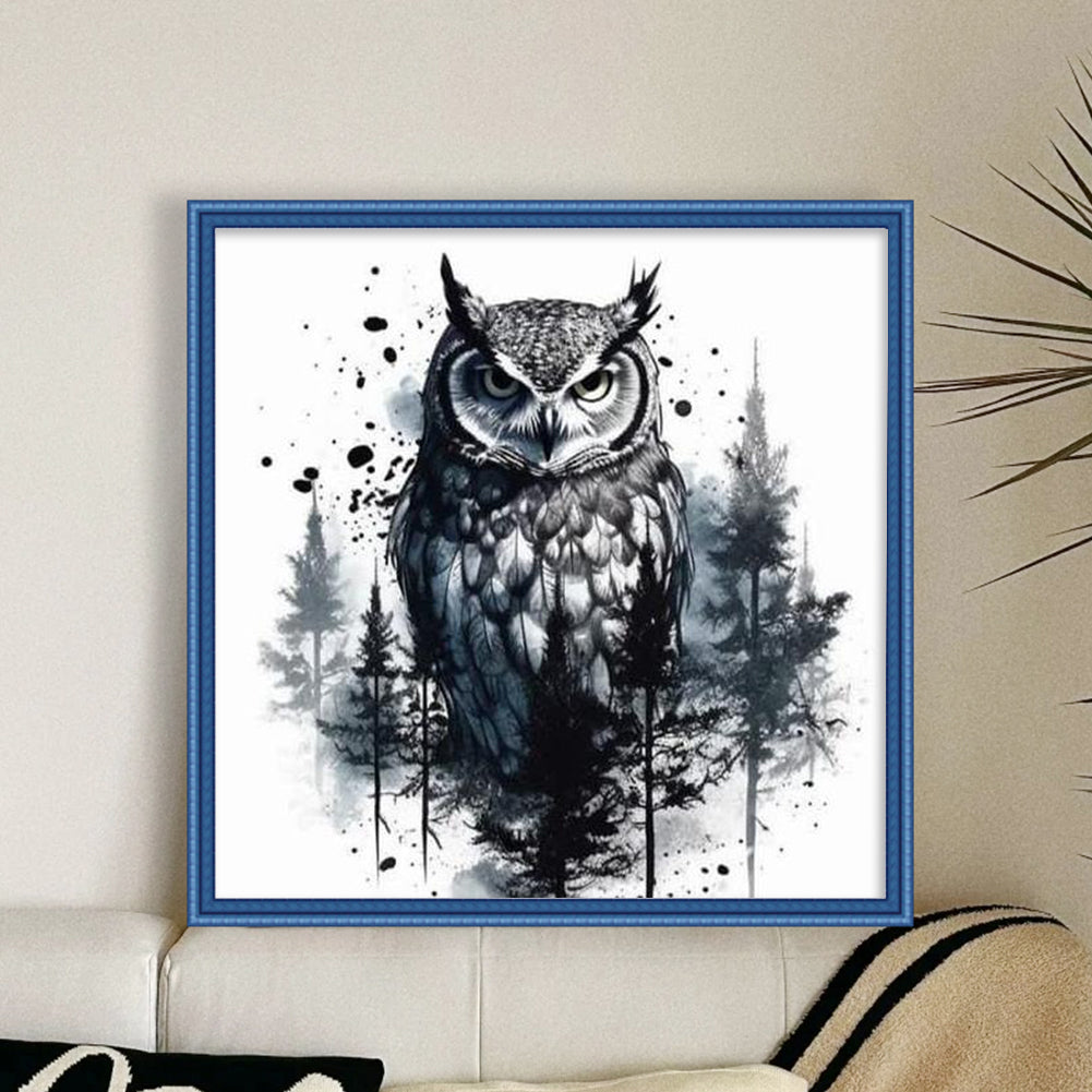 Owl - Full 11CT Stamped Cross Stitch 50x50CM - Huacan