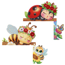 Load image into Gallery viewer, 2Pcs Bee Ladybug Diamond Painting Door Corner Sign 5D DIY Wooden Door Topper
