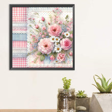 Load image into Gallery viewer, Pink Plaid Flowers 30*30CM(Canvas) Full Round Drill Diamond Painting

