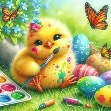 Load image into Gallery viewer, Easter Paintbrush Yellow Chicken 40*40CM(Canvas) Full Round Drill Diamond Painting
