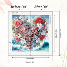 Load image into Gallery viewer, Valentine&#39;S Day Heart Flowers 30*30CM(Canvas) Partial Special Shaped Drill Diamond Painting
