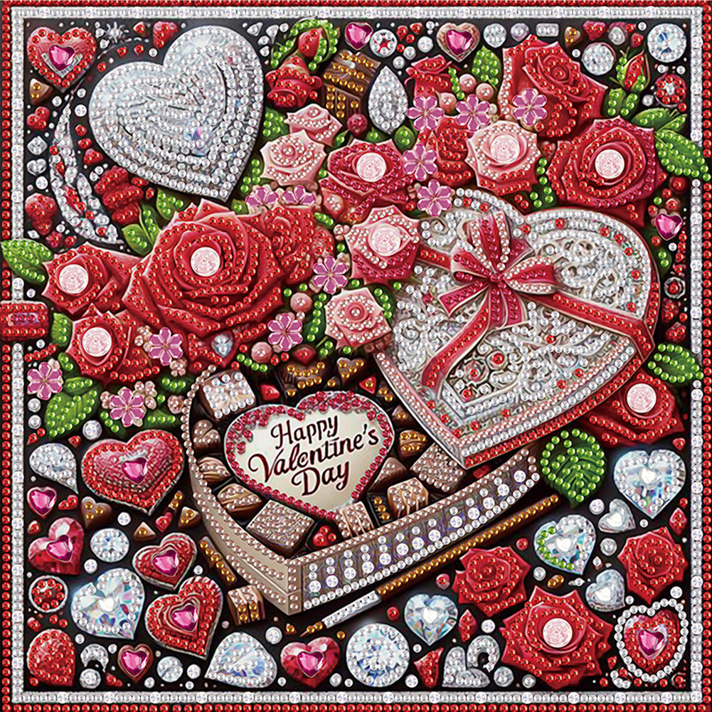 Valentine'S Day Heart Chocolates 30*30CM(Canvas) Partial Special Shaped Drill Diamond Painting