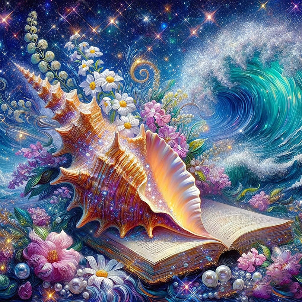 Dreamlike Conch Shell With Seawater 30*30CM(Canvas) Full Round Drill Diamond Painting