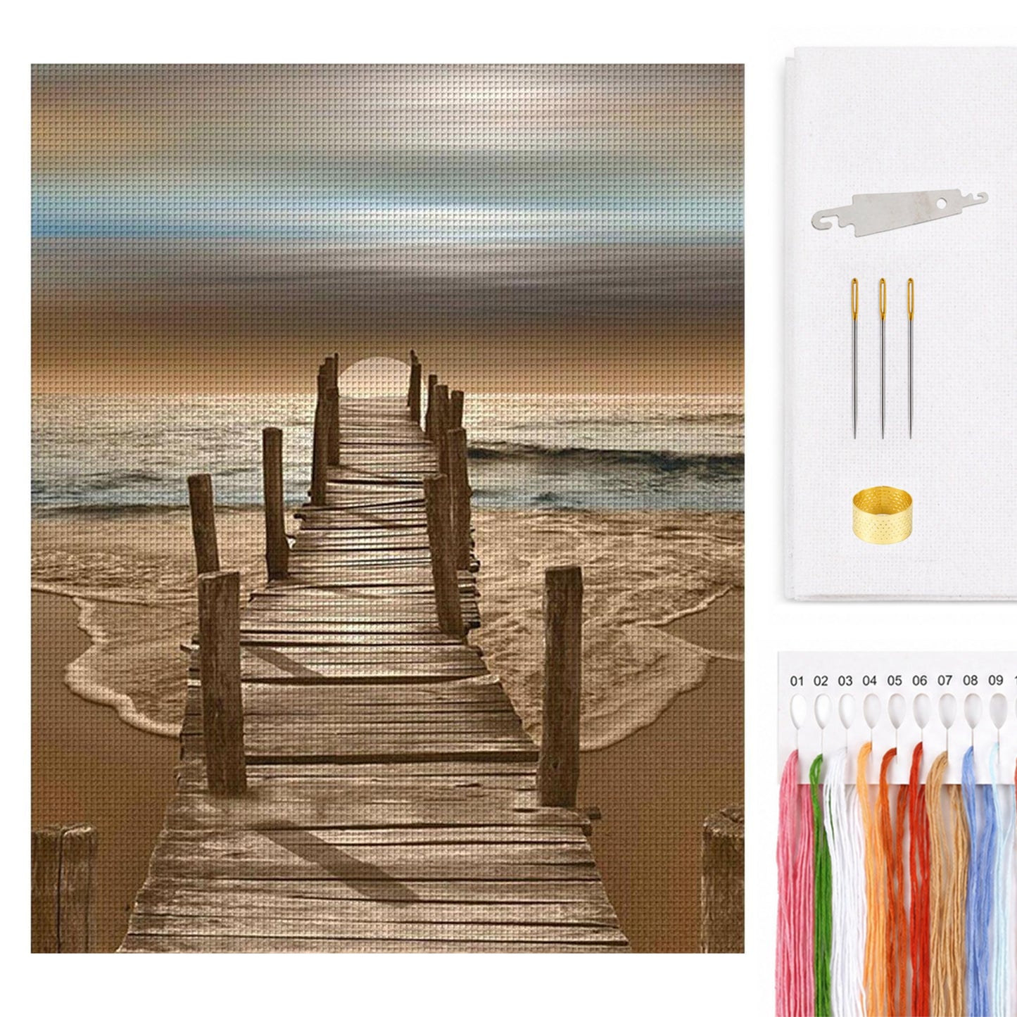 Beach - Full 14CT Counted Cross Stitch 36x46CM - Huacan