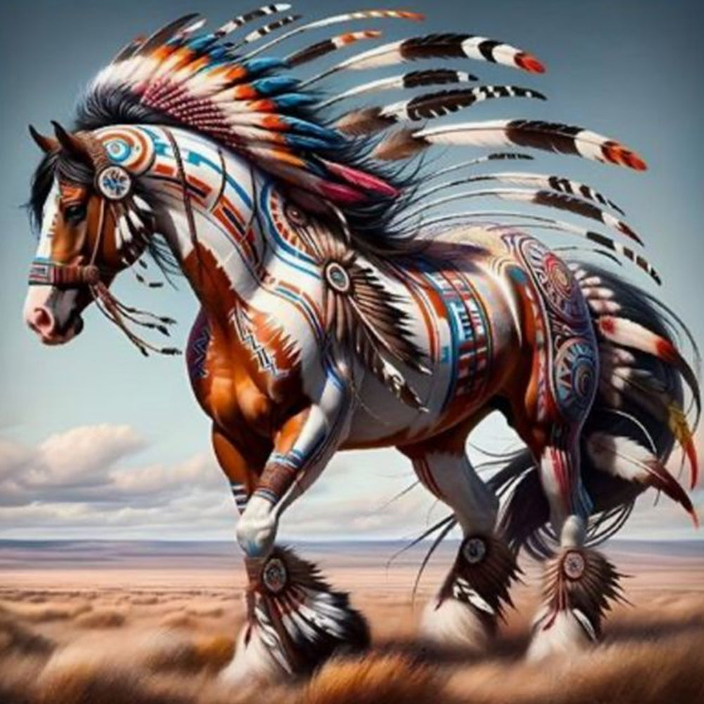 Indian Horse 40*40CM(Canvas) Full Round Drill Diamond Painting