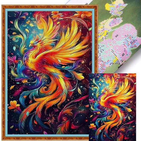 Flying Phoenix - Full 9CT Stamped Cross Stitch 60x88CM - Band(43Colors）