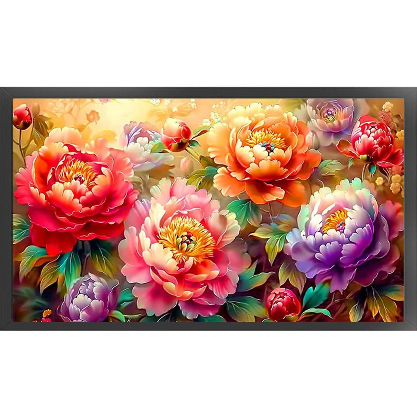 Peony Painting - Full 9CT Stamped Cross Stitch 130x72CM - Band(23Colors)
