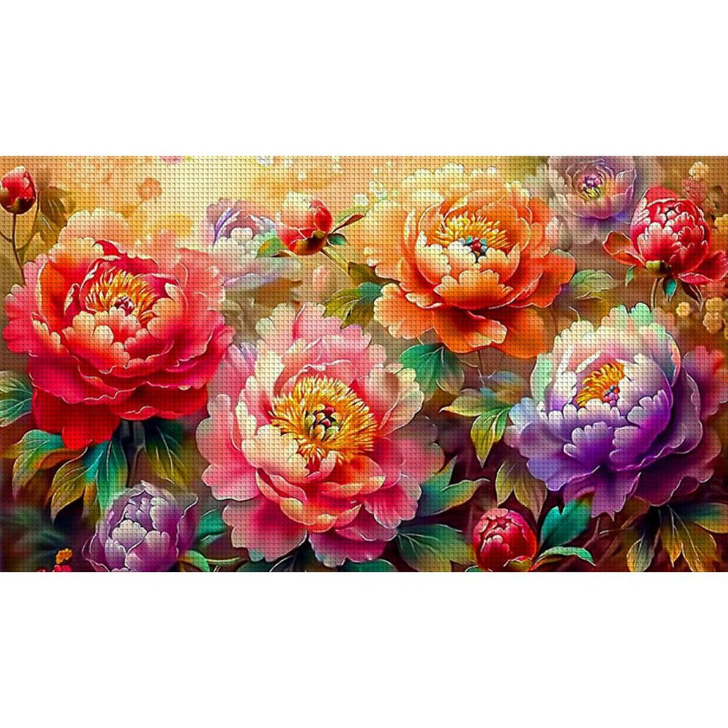 Peony Painting - Full 9CT Stamped Cross Stitch 130x72CM - Band(23Colors)