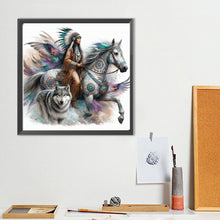 Load image into Gallery viewer, Indian Woman, Wolf, And Horse 40*40CM(Canvas) Full Round Drill Diamond Painting
