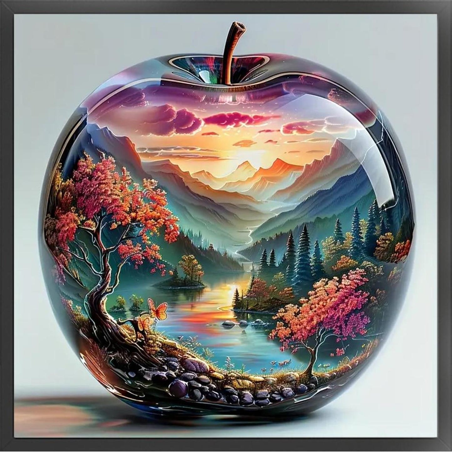 Scenery In Crystal Apple - Full 14CT Stamped Cross Stitch 45x45CM - Huacan