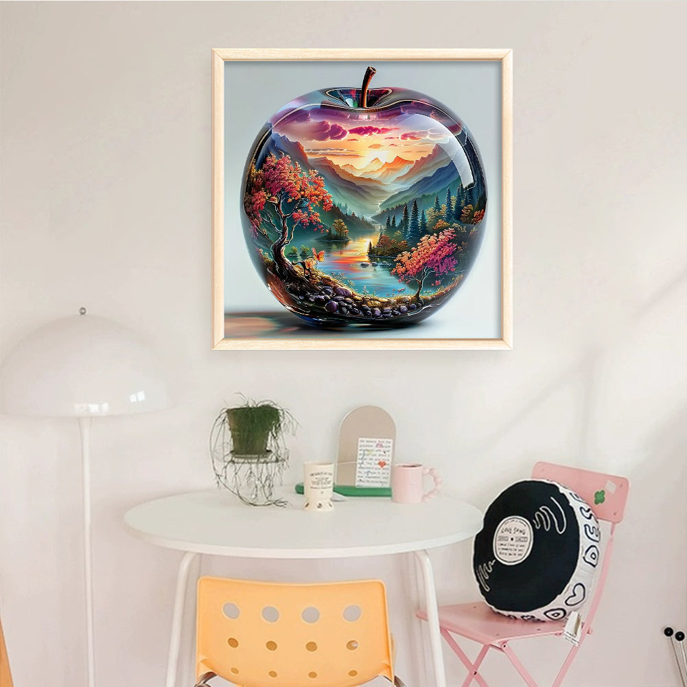 Scenery In Crystal Apple - Full 14CT Stamped Cross Stitch 45x45CM - Huacan