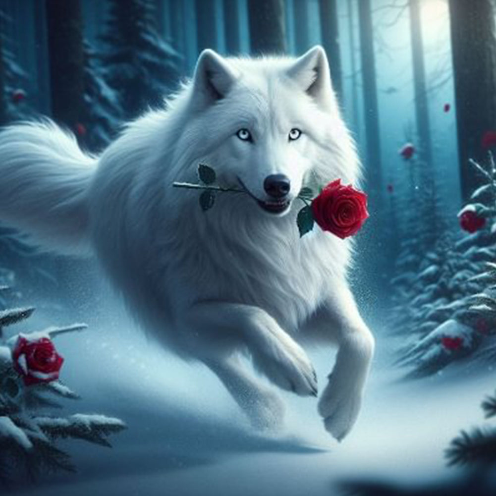 White Wolf 40*40CM(Canvas) Full Round Drill Diamond Painting