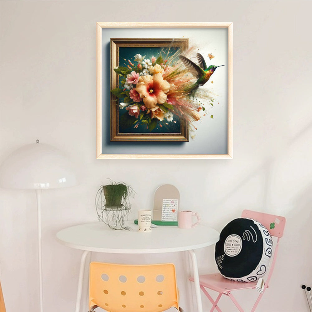 Hummingbird Out Of Frame - Full 14CT Counted Cross Stitch 40x40CM - Yishu