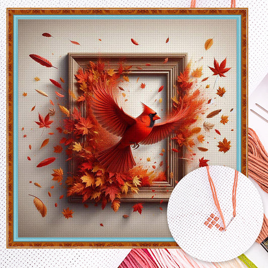 Cardinal Out Of Frame - Full 14CT Counted Cross Stitch 40x40CM - Yishu