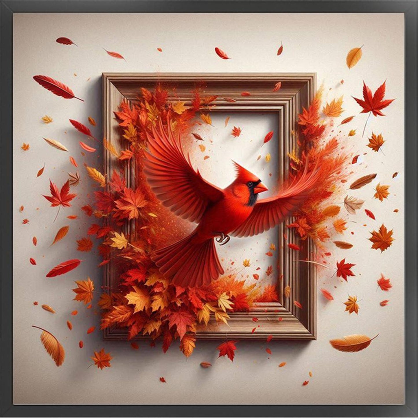 Cardinal Out Of Frame - Full 14CT Counted Cross Stitch 40x40CM - Yishu