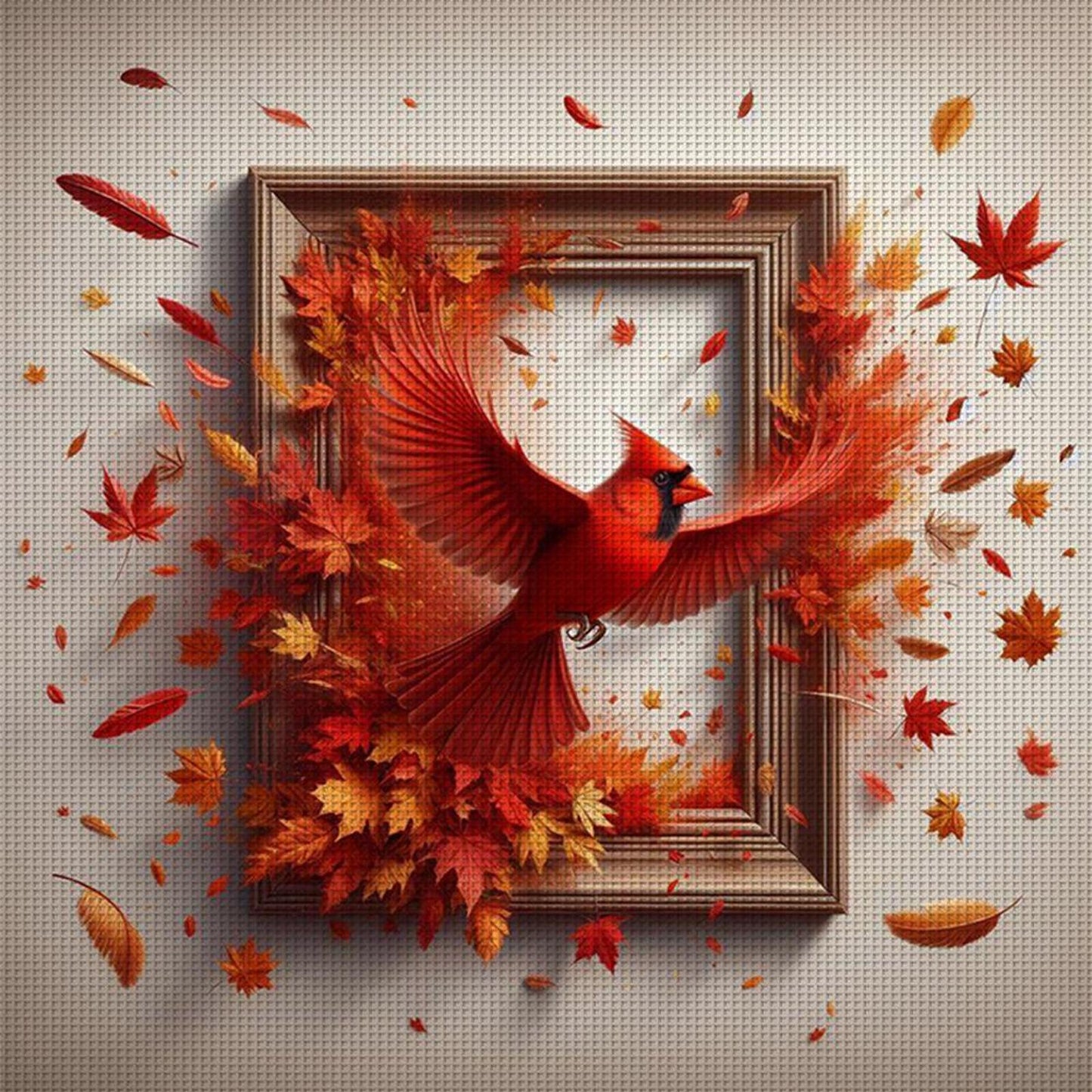 Cardinal Out Of Frame - Full 14CT Counted Cross Stitch 40x40CM - Yishu