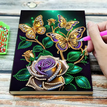 Load image into Gallery viewer, 50-Page A5 Butterfly Rose Diamond Painting Notebook for Adults Holiday Birthday
