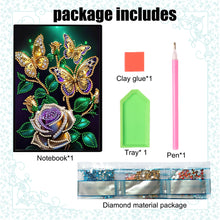 Load image into Gallery viewer, 50-Page A5 Butterfly Rose Diamond Painting Notebook for Adults Holiday Birthday

